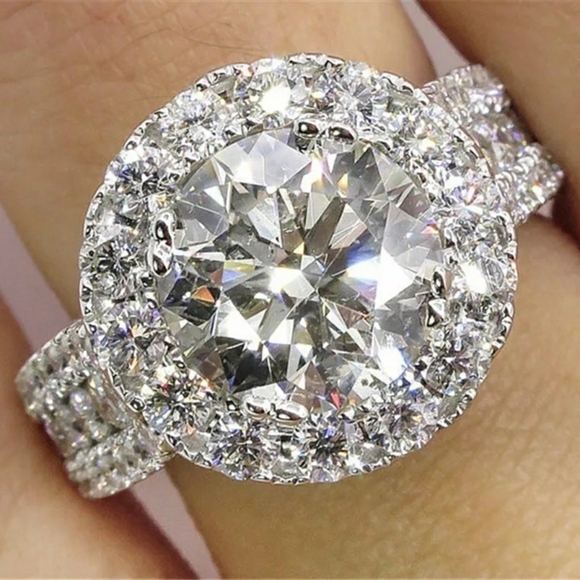 SILVER DIAMOND ENGAGEMENT RING - Picture 3 of 5